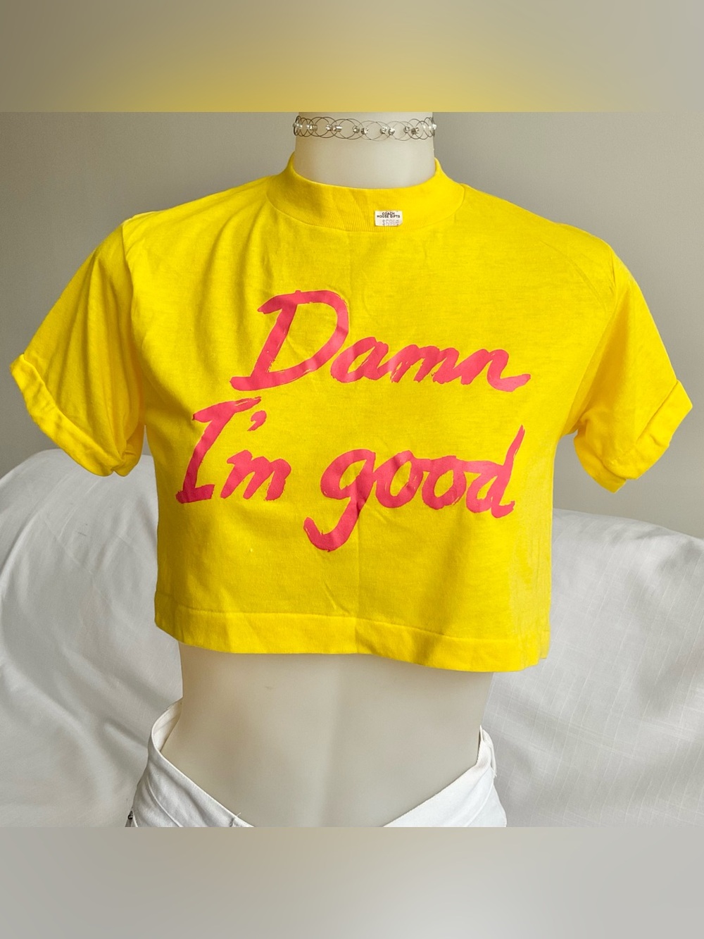 Vintage Early 80s “Damn I’m Good” Graphic Crop Tee Made USA | S
